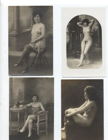 Lot of 4 Vintage Nude Postcards, circa 1950's