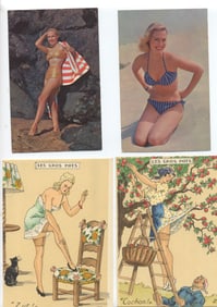 Lot of 4 Vintage Nude Postcards, circa 1960's