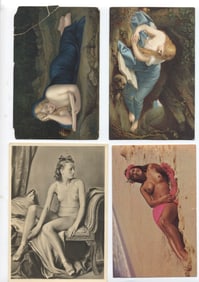 Lot of 4 Vintage Nude Postcards, circa 1950's