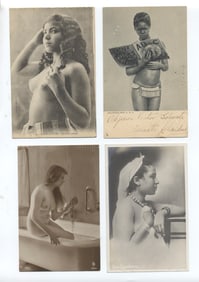 Lot of 4 Vintage Nude Postcards, circa 1940's