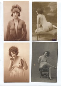 Lot of 4 Vintage Nude Postcards, circa 1920's