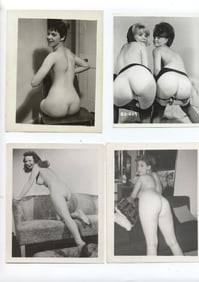 Lot of 4 Vintage Nude Model Original Photos, circa 1950