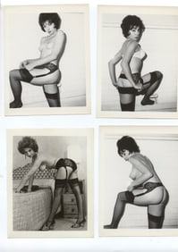 Lot of 4 Vintage Nude Model Original Photos, circa 1960's