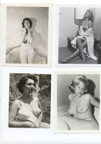 Lot of 4 Vintage Nude Model Original Photos, 1950's