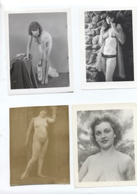 Lot of 4 Vintage Nude Model Original Photos, 1920's-1960's