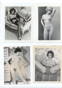 Lot of 4 Vintage Nude Model Original Photos, 1950's
