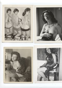 Lot of 4 Vintage Nude Model Original Photos, 1940's - 1950's