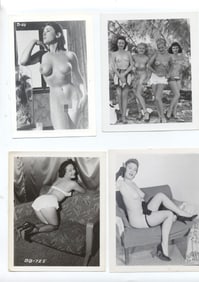 Lot of 4 Vintage Nude Model Original Photos, 1940's - 1950's