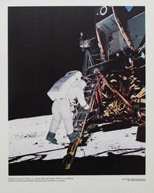 Apollo 11: Edwin E. Aldrin Jr. Descending Lunar Module Ladder