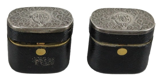 19th century Match Holder & Inkwell with Sterling Silver Top