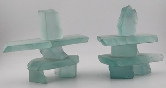 Pair of Glass Inukshuk Figures