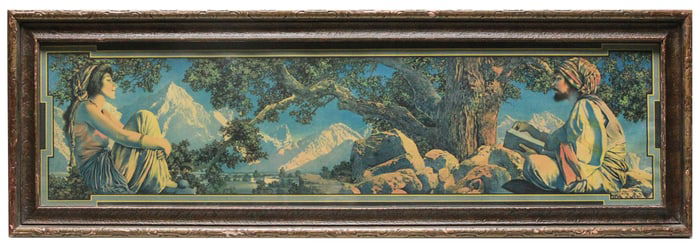 Maxfield Parrish 1917 Rubaiyat Lithograph Print with Hardcover Book