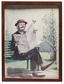 Vintage Emmett Kelly Clown Art by Harold Hancock, Signed
