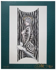 Olivia De Berardinis "Zebra Lady III" Signed Lithograph Art Poster