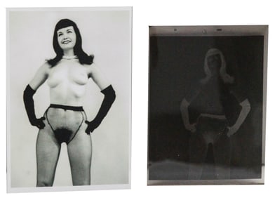 Circa 1952 - Cass Carr Camera Club UNPUBLISHED Original 4x5 Photo Negative Featuring Bettie Page