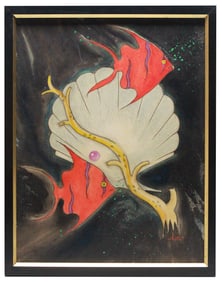 Original Signed Mixed Media Art by Nato - "Aquatic Scene"