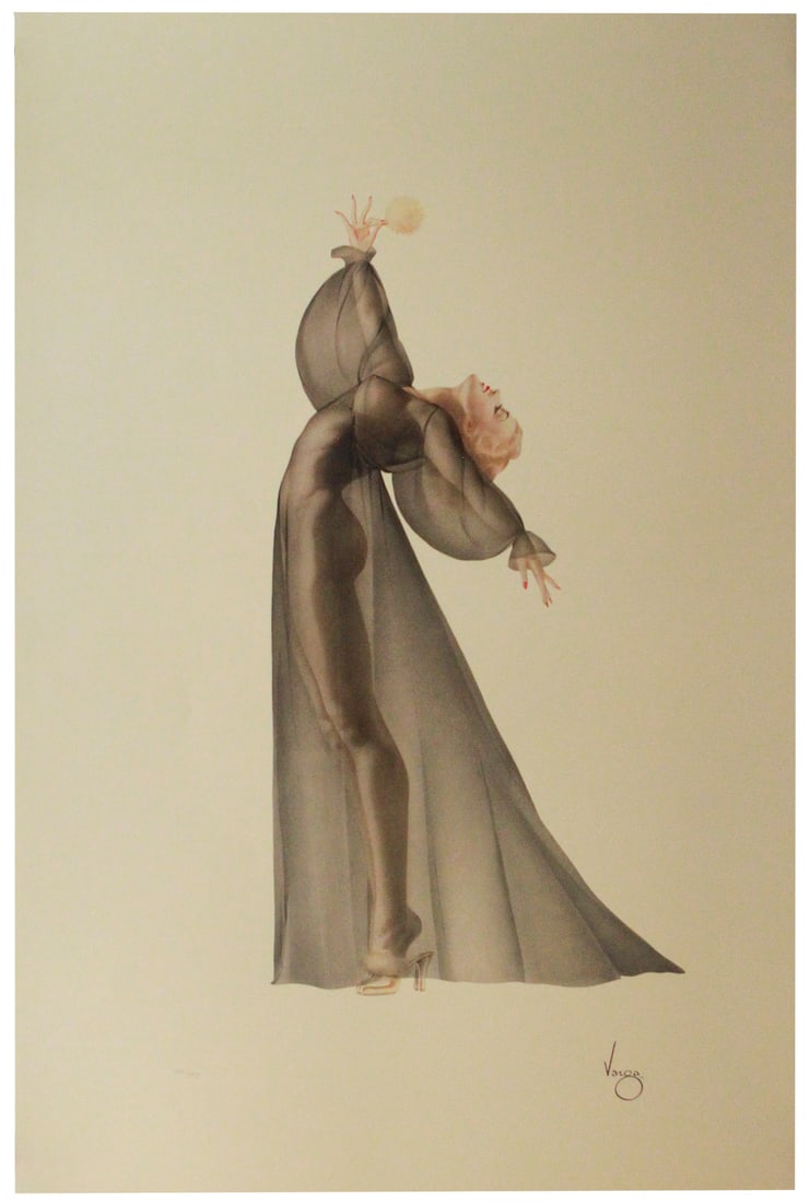 Alberto Vargas Lithograph of an Elegant Woman in a Flowing Gown, Limited Edition (1 of 3)