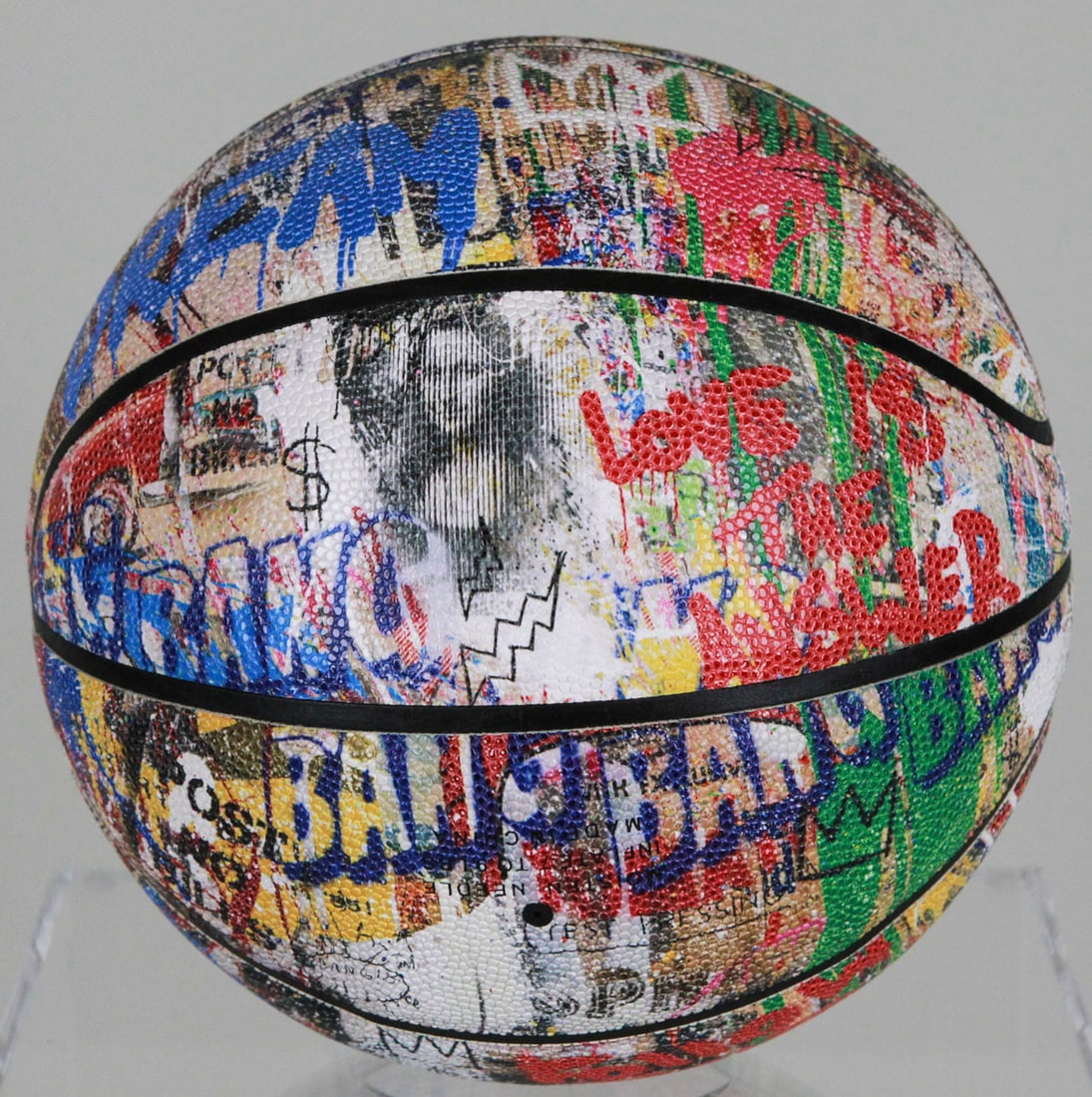 Basketball College by Mr. Brainwash: Original, limited edition basketball art piece by renowned street artist Mr. Brainwash, titled "Basketball College." Created in 2022, this piece is numbered 81 out of 200, making it a valuable collect