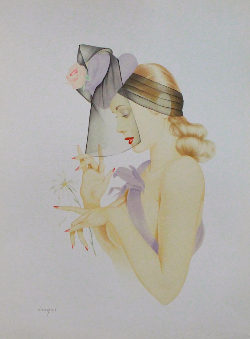 Alberto Vargas Lithograph Estate Signed – Elegant Portrait (1 of 2)