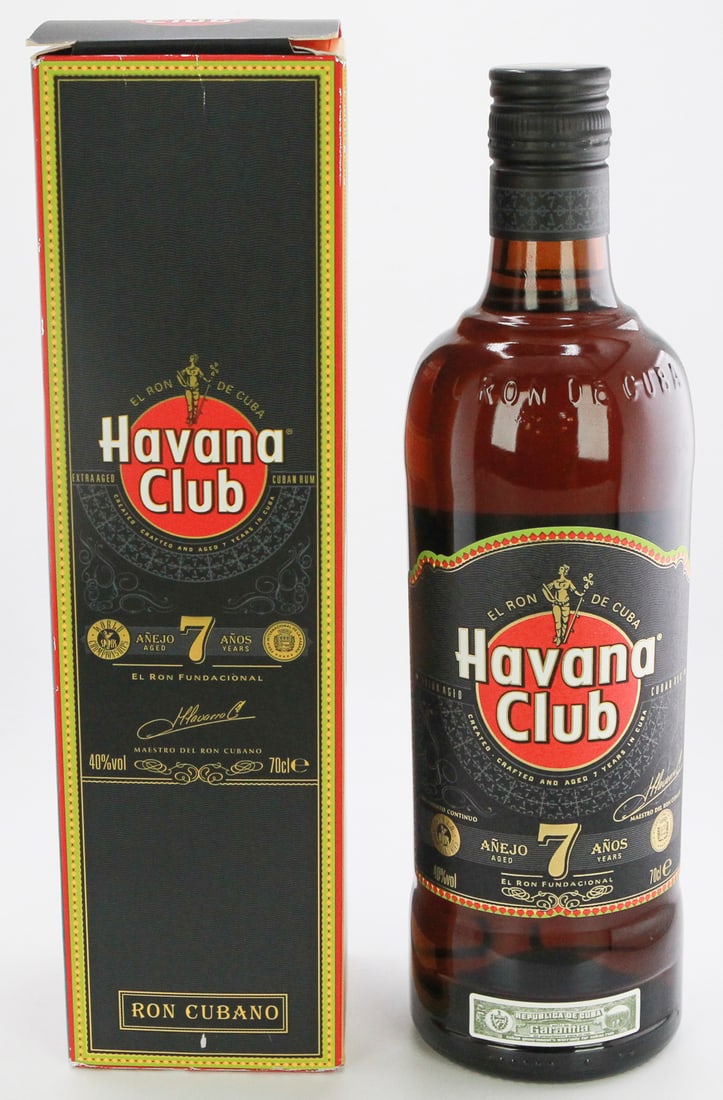 Havana Club Añejo 7 Años Cuban Rum 700ml: Havana Club Añejo 7 Años Cuban Rum 700ml. Aged for seven years, this premium Cuban rum offers deep and complex flavors with notes of cocoa, vanilla, tobacco, and tropical fruits. Crafted in Cuba, th
