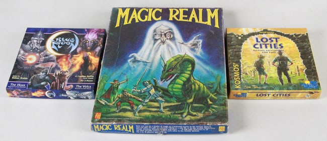 Lot of 3 Board Games Magic Realm, Blue Moon, Lost Cities