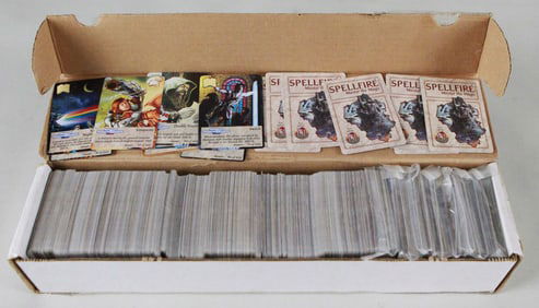 Box of Approximately 900 Trading Cards Diverse Collection for Enthusiasts