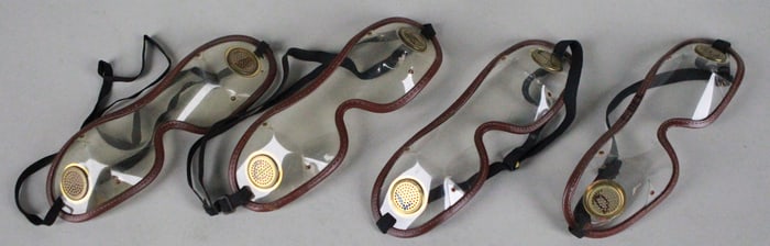Lot of 4/Vintage Jockey Racing Goggles/Original Leather-Trimmed