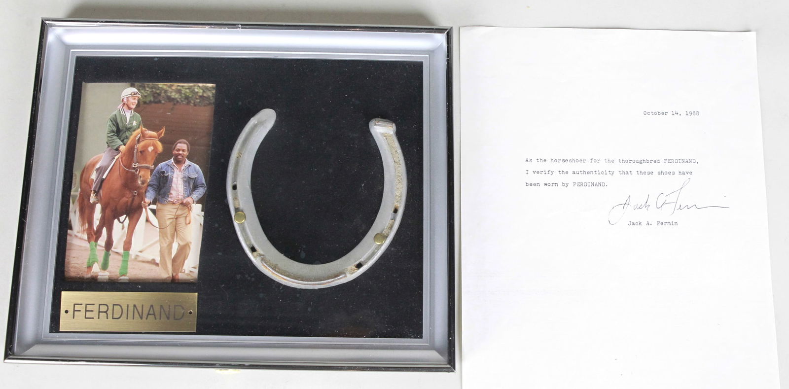Ferdinand Thoroughbred Racehorse Worn Horseshoe with Authentication (1 of 2)