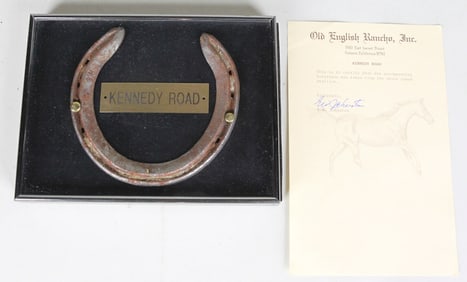 Framed Horseshoe of Kennedy Road with Signed Authentication