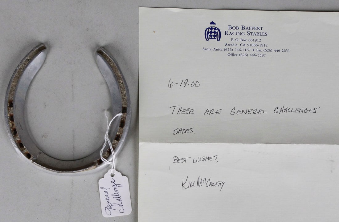 General Challenge Race-Worn Horseshoe with Bob Baffert Racing Stables Letter (1 of 2)