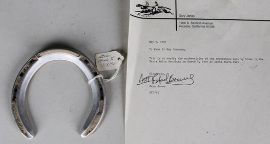 Stuka Race Worn Horseshoe With Signed COA