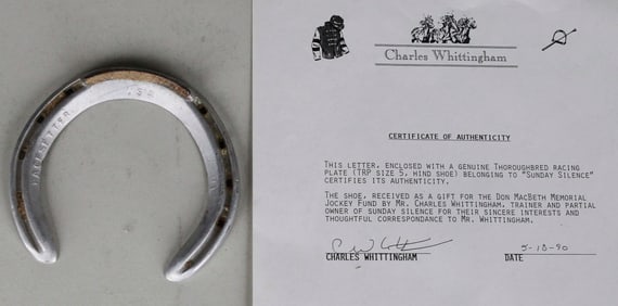 Sunday Silence Race Worn Horseshoe With Signed COA