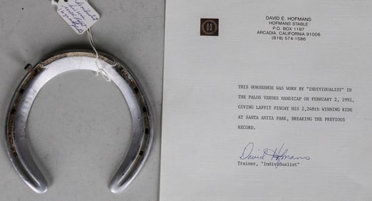 Individualist Race Worn Horseshoe With Signed COA