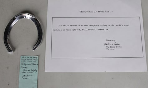 Hollywood Reporter Worn Horseshoe with Certificate