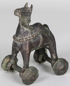 Bronze Horse on Wheels Figurine