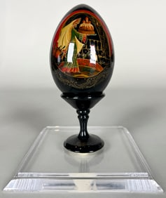 Russian Lacquer Hand-Painted Egg with Clear Case