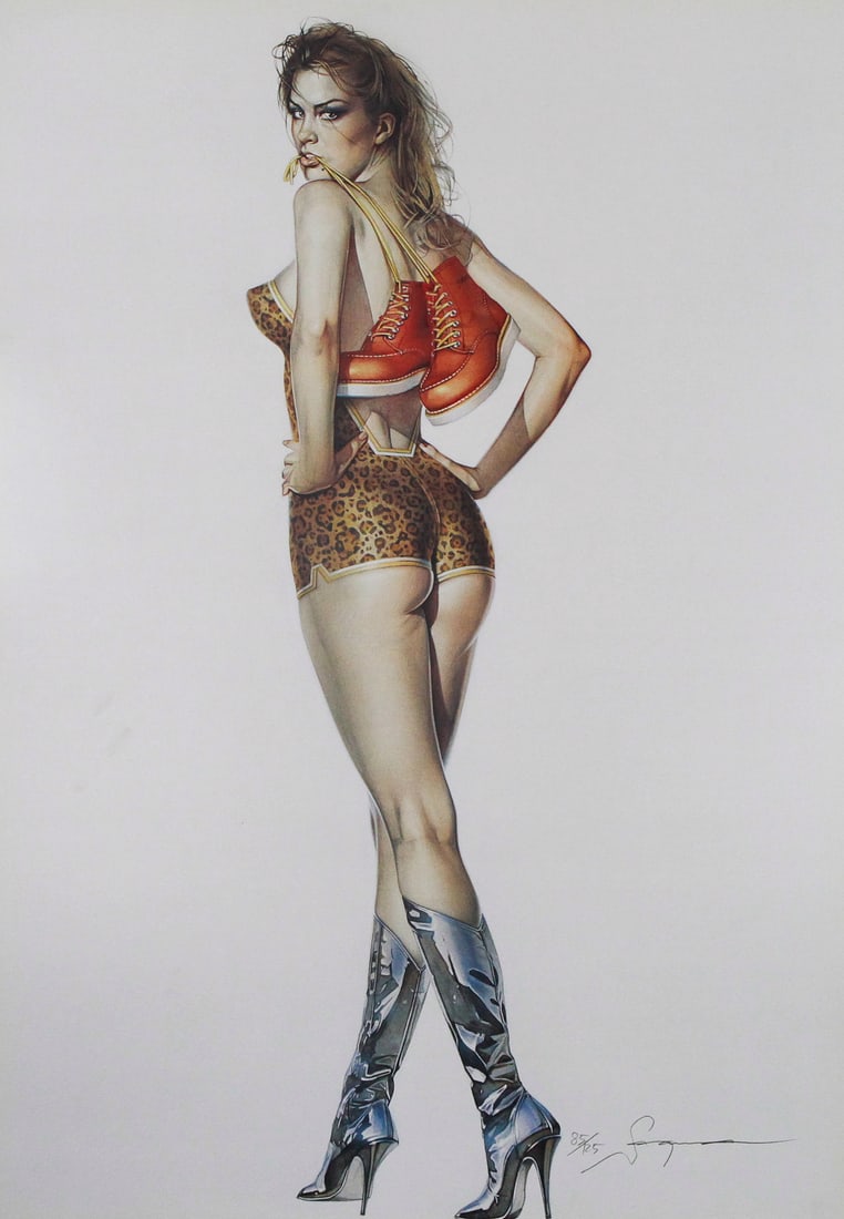Sorayama Lithograph / Woman with Boots & Sneakers (1 of 2)