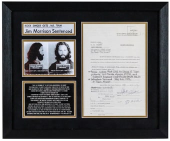 Framed Jim Morrison Court Evidence Document / The Doors