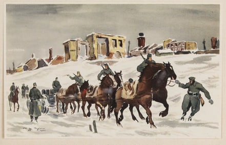 Artillery Crossing Frozen Riverbed / Gg. Vorhauer