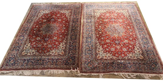 Pair of Antique 1930s Isfahan Rugs