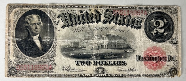 1917 US Two Dollar Bill with Red Seal