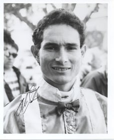 Laffit Pincay Jr. / Signed 8x6 Black-and-White Portrait