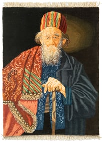 Persian Hand-Woven Portrait Rug / Carpet Salesman
