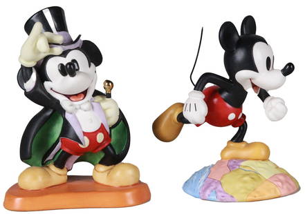 2 Walt Disney Classics Mickey Mouse Figurines w/ COA & Original Box: This lot includes two Walt Disney Classics Collection Mickey Mouse figurines, both with Certificates of Authenticity and the original box. “Magician Mickey – On with the Show!” (1997,