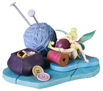 Walt Disney Classics Collection Tinker Bell / Little Charmer: Walt Disney Classics Collection sculpture titled Little Charmer, featuring Tinker Bell from Peter Pan, issued exclusively in 2001 for Walt Disney Collectors Society members. This two-part porcelain
