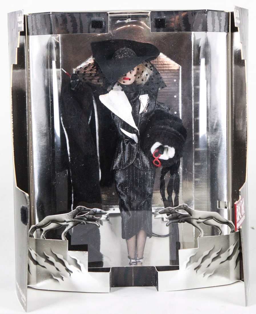 1996 Mattel Disney Cruella De Vil “Power in Pinstripes” Collector Doll: This is a 1996 Mattel Disney Collector Edition Cruella De Vil doll from the Great Villains Collection, inspired by Glenn Close's portrayal in Disney’s live-action 101 Dalmatians. The “Power in Pin
