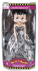 1998 Betty Boop Collectible Fashion Doll by Precious Kids – Zebra Stripe Gown NRFB