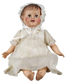 Vintage Rubber Baby Doll with Sleep Eyes – 18" in Christening Gown