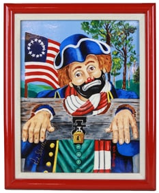 Red Skelton Independence Day? Signed Porcelain Clown Painting