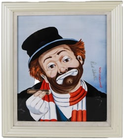 Red Skelton Red & Freddie Both Turn 80 Signed Porcelain Clown Painting